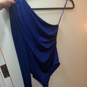 Zara Royal Blue Asymmetrical Bodysuit